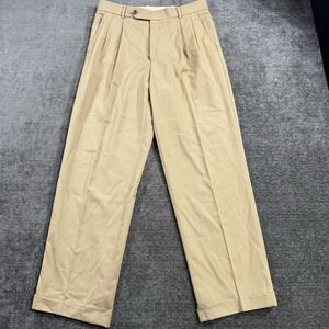 Ballin Pants Men's Size 33 Beige Super 120s Wool‎ Comfort EZE Cuffed Pleated